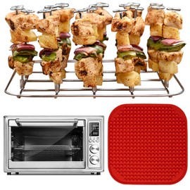INFRAOVENS Air Fryer Rack for Cosori 12-in-1 Air Fryer Toaster Oven Combo with Rotisserie, 32qt Stainless Steel Accessories for CO130-AO Airfryer Skewer Stand and Rib BBQ Rack with Silicone Liner