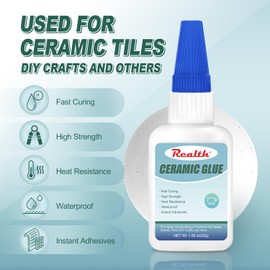 Ceramic Glue Clear 30g, Food Safe Glue for Ceramic Repair, Waterproof for Bonding Porcelain, Pottery & China, Dishes, Tiles, DIY Crafts,with Anti-Clog Cap