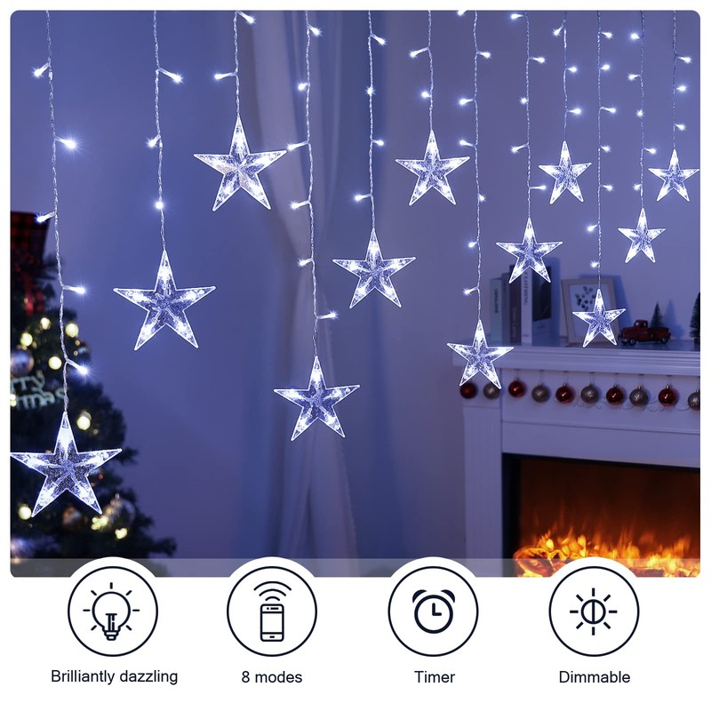 BLOOMWIN Light curtain star light chain curtain, USB 8 modes,