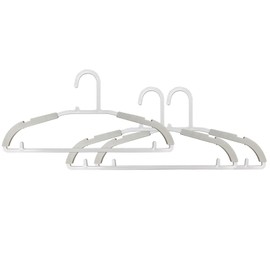 OHE Laundry Hanger, White, Height 7.1 x Width 1.5 x Thickness 0.3 inches (18 x 38 x 8 mm), Anti-Pinch Hanger, Smooth Curve, Non-marking Shoulder Pat, Adjustable Size, Slim Storage, Set of 3