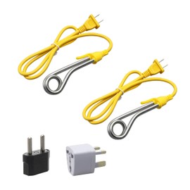 HOLEPU Immersion Cup Water Heater - 600W -120/240V Dual Voltage Portable Water Heater, Equipped with UK&European Adapter for Travel, Immersion Heater for Water Tea Coffee (Immersion Water Heater*2P)