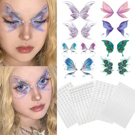 SHUBEIEUMI Face Jewels, Butterfly Temporary Tattoos for Women Girls, Stick on Face Gems, Festival Makeup Rhinestones, Facial Sparkle Accessories for Makeup Face Glitter Jewelry