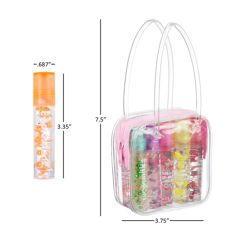 Expressions 10pc Roll On Lip Gloss Set with Carrying Case,
