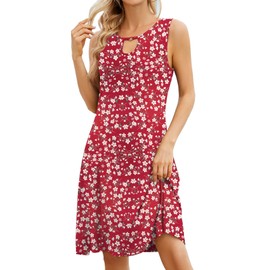 Akihoo Summer Dresses for Women Casual Sleeveless Tshirt Sundress Vest Tank Sun Dress M