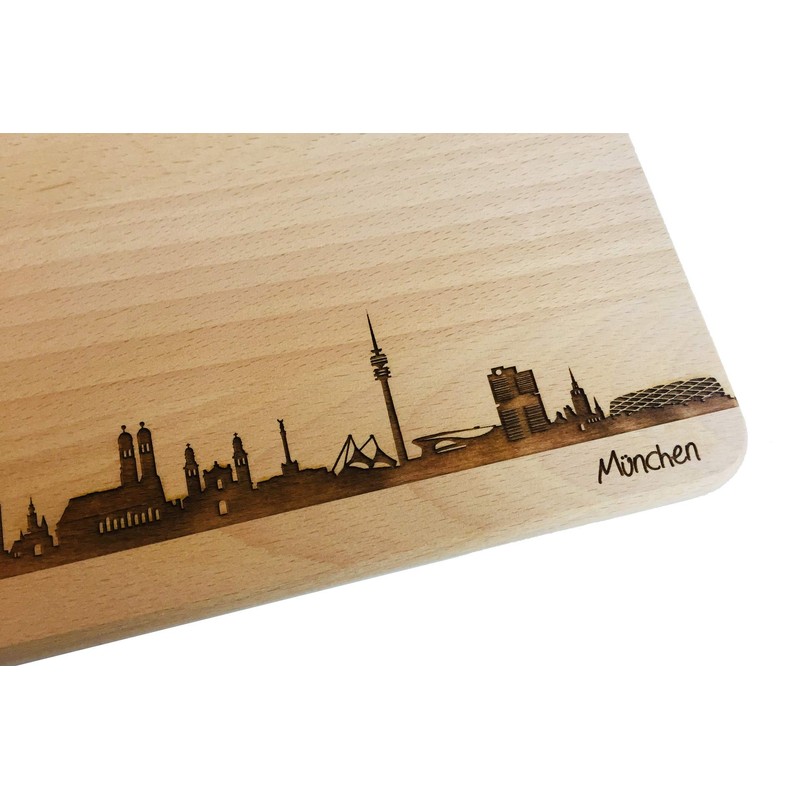 Brotzeitbrett München Skyline | Beech Breakfast Board | Wooden Chopping
