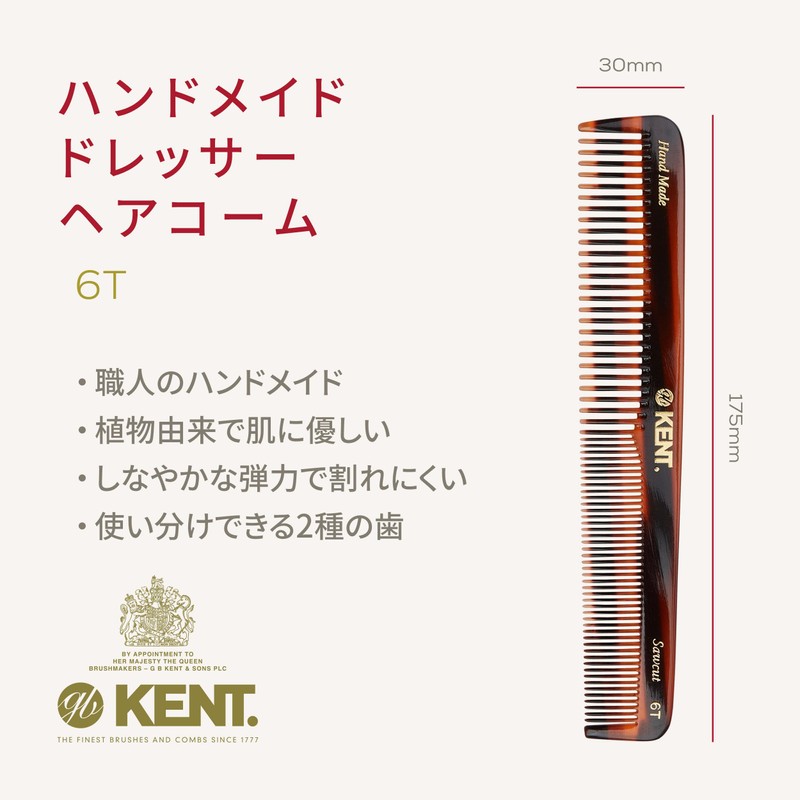 G.B.KENT Kent 175mm Handmade Dresser Hair Comb Worn to British