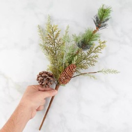 Factory Direct Craft Set of 4 Sparkling Glitter Frosted Mixed Pine 16" Sprays with Pine Cones