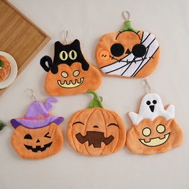 [Imported] Halloween Pumpkin Decorative Handkerchief - Party & Christmas Towel Free Size/Option NO.5 5ea