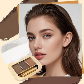 Eyebrow Powder Kit – 3-Color Tinted Brow Palette with Brush – Waterproof & Long-Lasting – Natural Shades for All Skin Tones – Multi-Use for Filling, Sculpting & Eyeshadow（#05）