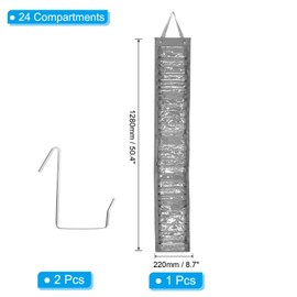 PATIKIL 24 Compartments Vinyl Roll Holder, Vinyl Storage Organizer Wall Mount/Over Door Roll Storage with 2 Hooks and Hanging Strap for Home Room, Dark Gray