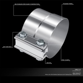 DNA MOTORING EXA-CL-015 4 Inch ID Lap Joint Band Clamp for Exhaust Muffler Repair,304 Stainless Steel