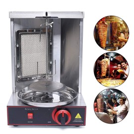 HinLIaDa Commercial Doner Kebab Machine, Vertical Rotisserie Oven Grill, Gas Shawarma Grill Machine, Stainless Steel LPG Roasters Barbecue, Meat Catcher for Restaurant Dinner Home Kitchen Garden