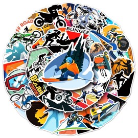 50pcs Extreme Sports Stickers for Kids Boys Water Bottles Waterproof Vinyl Gifts for Teen Boys Stickers，Skateboard, Water Bottle, Bike, Laptop, Motorcycle（Extreme Sports）