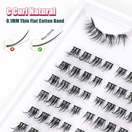 Cluster Lashes Eyelash Extensions, Individual Eyelashes, Lash Clusters, Mixed 8-13 mm, Cat Eye, D Curl, Prefabricated Left and Right Lash Clusters, Siligli DIY Eyelashes, Lash Extensions, Thin Band, 8