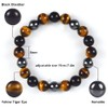 Qiwenr Obsidian Hematite Bracelet,Triple Protection Bracelet,Tiger Eye Bracelet,Elastic Crystal Bracelet,Natural