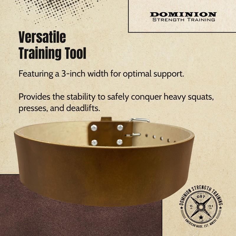 Dominion Strength Training Hand-Dyed Walnut 3 Inch Single Ply Belts