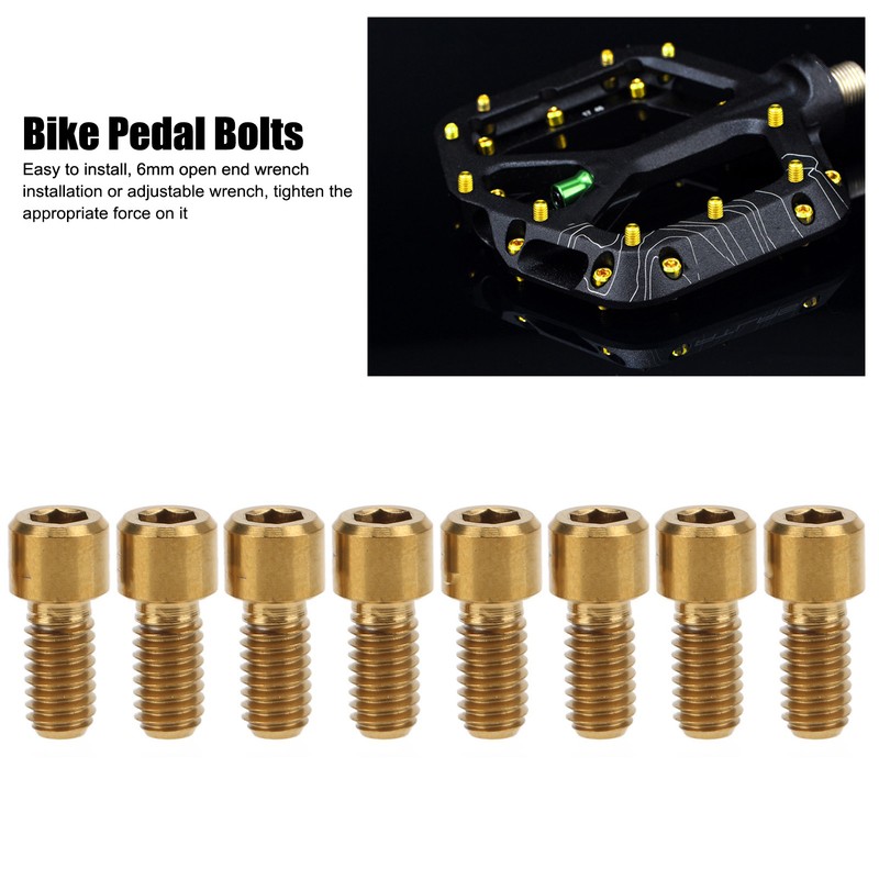 RISK 8Pcs Mountain Bike Pedal Bolts Titanium Alloy Anti Slip