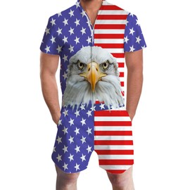 Goodstoworld Mens American Flag Rompers 4th of July Overalls Male USA Patriotic Jumpsuits One Piece Playsuit Party Suit Shorts Independence Day Outfits Shirt