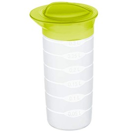 Rotho Shaker Shaker 0.3 L with Lid and Scale, Plastic (PP) BPA-Free, Transparent/Green, 0.3 L (8.0 x 8.0 x 16.0 cm)