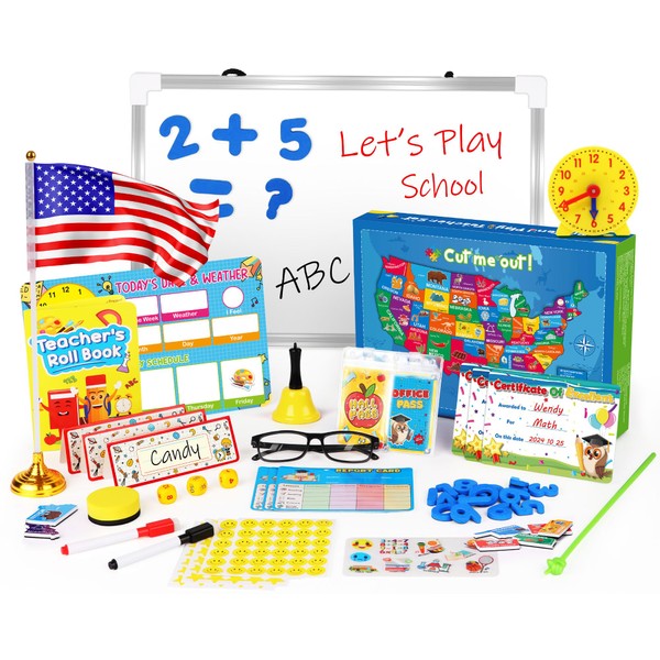 UOMTFAI Pretend Play Teacher Set, Kids Pretend Teacher Playset with