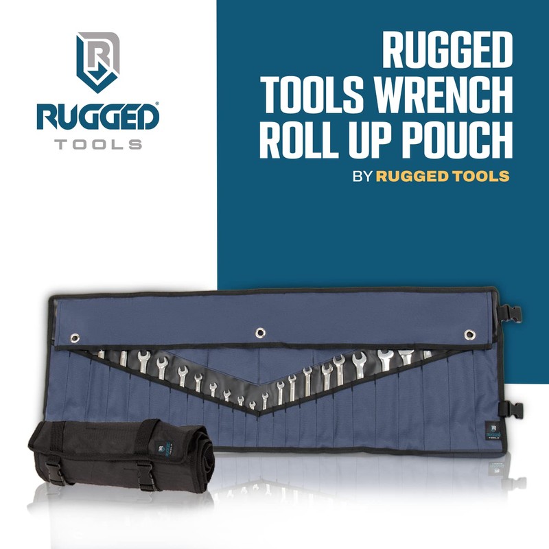 Rugged Tools Wrench Roll Up Pouch - Wrench Organizer &