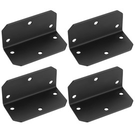 4 Pcs Angle Brackets, L Brackets for Wood, Metal Corner Brackets for Wood, 90 Degree Corner Brace Sleeper Bracket with Holes for Wood Timber Furniture Fixing Connecting Joining Connectors, 4x4x2