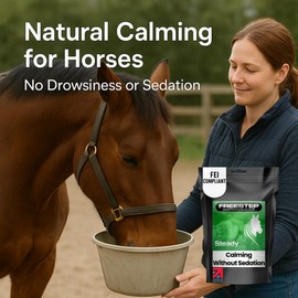 Freestep Steady – Natural Calming Supplement for Horses with Hormonal or Stress Behaviour | Supports Moody Mares, Colts & Rigs | Magnesium, Chamomile & Vitex | FEI Compliant (500g | 2 Month Supply)
