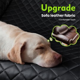 Back Seat Extender for Dogs 57 * 28.7 in, Waterproof Leather Fabric Dog Car Seat Cover for Back Seat, Foldable in the Car, Hard PVC Panels Bottom Support to 330 lbs, Full Coverage for Full Size Truck