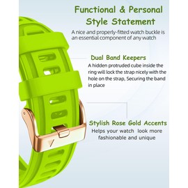 OUTVI 20mm Watch Band for Garmin fenix 5s fenix 6s fenix 7s pro quickfit 20 bands Replacement for garmin epix 2 42mm sapphire short strap Rose Gold women men Green