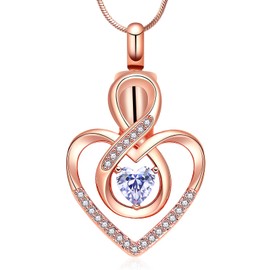 Minicremation Urn Necklace Urn Pendant for Women Birthstone Locket Keepsake Pendant Infinity Heart Locket Ash Holder for Human/Pet, Stainless Steel, No Gemstone