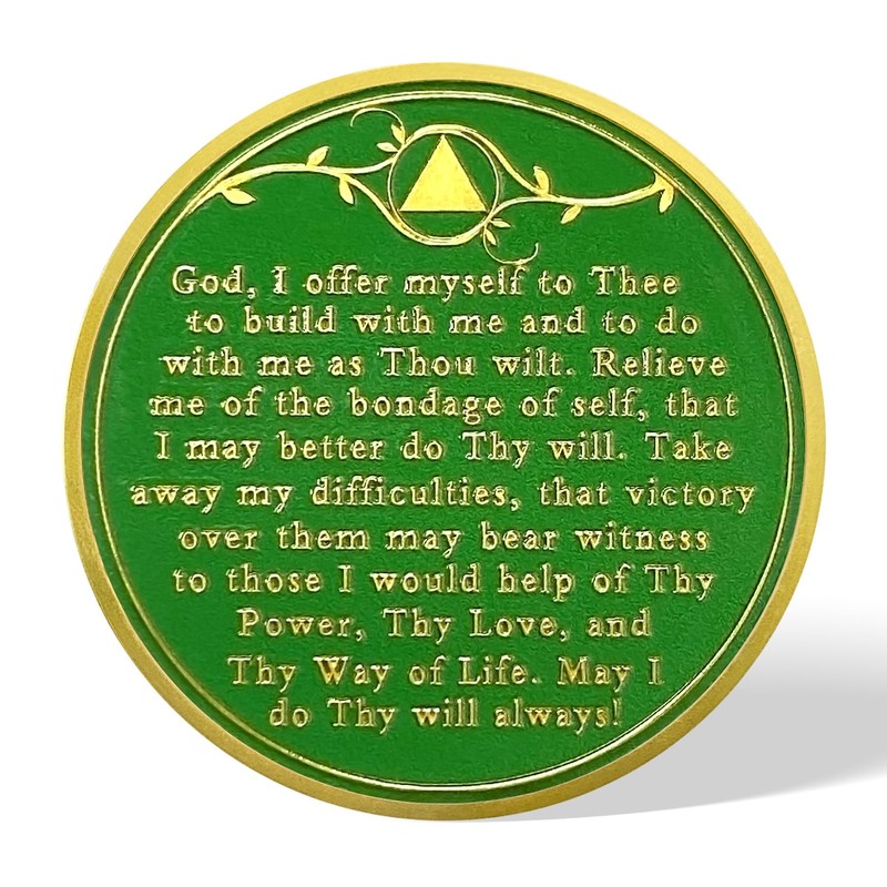 deDecoml Sobriety Token Vibrant Butterfly Tree Design with Inspirational Prayer