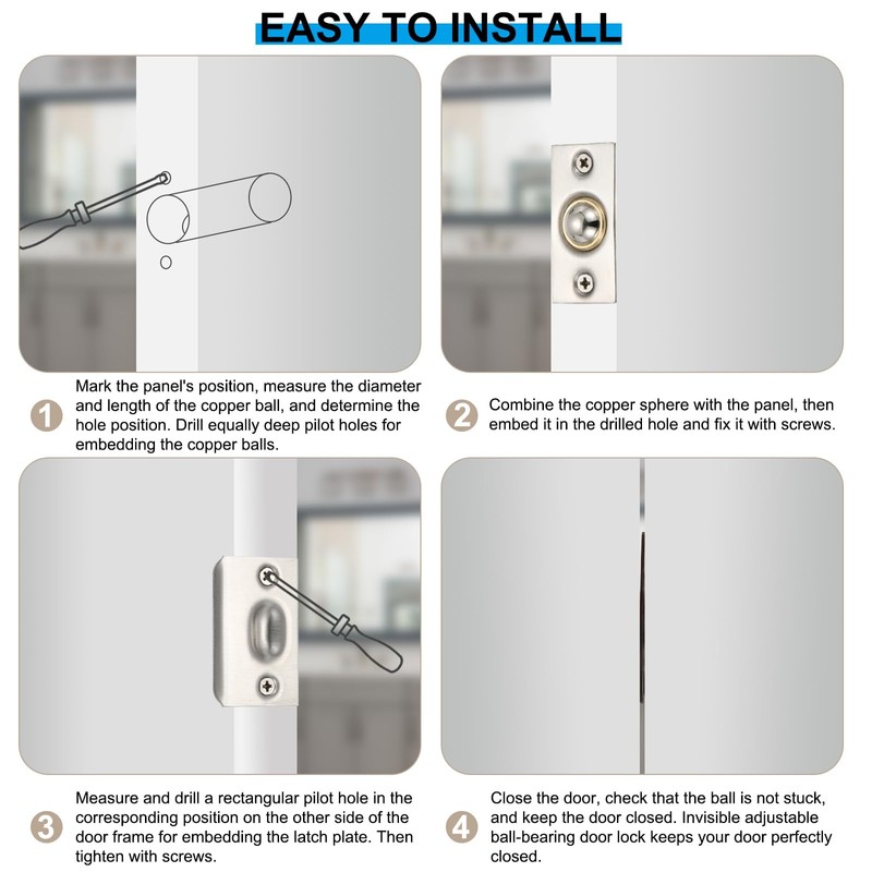 PATIKIL Stainless Steel Closet Ball Catch Door Hardware, 2 Pack
