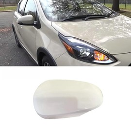 Car Rearview Side Mirror Cover Cap Replacement for Toyota Prius "C" 2012-2018 W/Turn Signal Light Mirror Cover (White, Right (Passenger) Side)