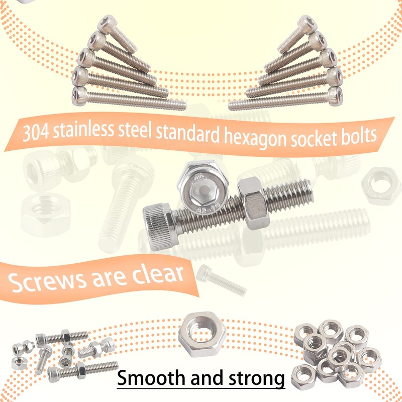 huruirui M3 Hex Socket Head Cap Screws - 304 Stainless