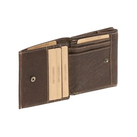 LEAS Wiener-Schachtel mit großer Kleingeldschütte im Vintage Style, Echt-Leder, dunkelbraun Vintage-Collection''