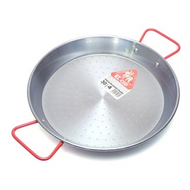 EL CID Spanish Paella Pan with Red Handle Professional Paella Pan with Recipe Paella 30cm Service for 4
