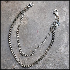 White Fang AZ125 Wallet Chain Belt, Fashionable, Fall Prevention, Lock, Key Ring, Men's, Women's,, Silver