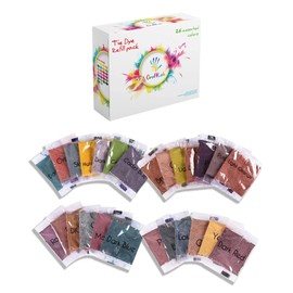 CraftLab Tie Dye Kit Refill Pack, 2g of 26 Colours Fabric Dye Refill Bags for Children and Adults. DIY Tye Dye Kits for Kids, Fun Non-Toxic Clothing Dye Refill Sachets - 26 Refill Pack
