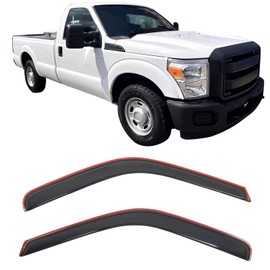 IKON MOTORSPORTS in Channel Window Visors Compatible with 1999-2016 Ford F250 F350 F450 F550 Superduty Standard Cab, Slim Style Acrylic Smoke Rain Guards, Side Window Wind Deflectors 2PCS