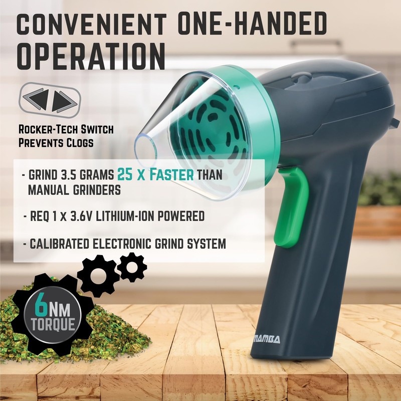 Mamba Monster 3.5g Green USB Electric Herb Grinder. Large Capacity