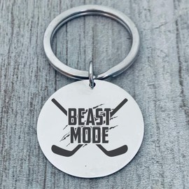 Sportybella Hockey Keychain, Unisex Ice Hockey Jewelry, Hockey Charm Keychain, Gift for Hockey Players, Teams, Hockey Moms & Coaches (Beast Mode)