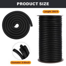 Shihanee Foam Backer Rod for Gaps Concrete Crack Filler Joints Essential Caulk Saver Bulk Foam Backing Rod Concrete Filler Rope for Weather Stripping Door Seal(Black,5/8 Inch X 200 Feet)