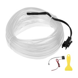 A ABSOPRO 4m EL Wire Cable LED Glow String Light Car Interior Lighting Strip Flexible Neon Light for Car Decoration Wiring Driver(12v) Ice Blue