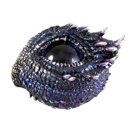Purple and Blue Thorny Scale Dragon Eye Jewelry Trinket Box, 5 Inch