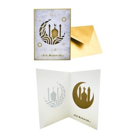 Premium 3D Eid Mubarak Cards Multipack with Golden Envelopes - Pack of 6/12 – 3D Design Eid Cards Multipack - Happy Eid Mubarak Card for kids and Family, Eco Friendly Greetings Cards (6 EID CARDS)