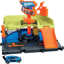 Hot Wheels City Express Car Wash Centre Playset with 1 Hot Wheels Car, Can be Connected to Other Playsets and Tracks Gift for Kids Ages 4 to 8 Years, HDR27