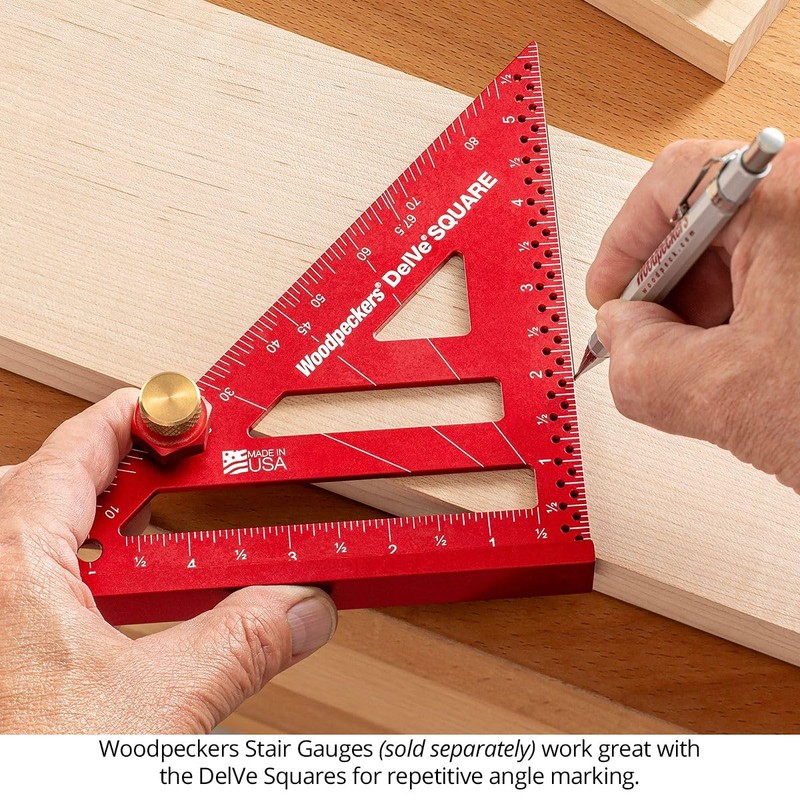 Woodpeckers Delve Square, 10-in-1 Woodworking Layout Tool, 6 Inch, Aluminum,
