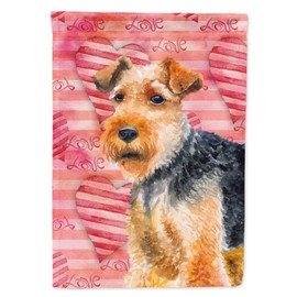 Caroline's Treasures BB9787CHF Welsh Terrier Love Decorative Canvas Outdoor Flag, House Size, Multicolor