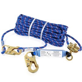 25FT Vertical Lifeline Assembly，Fall Protection Rope with Two Rope Grab Snap Hooks, Shock Absorber，Safety Climbing Equipment Roofing Safety Kit, CE ANSI
