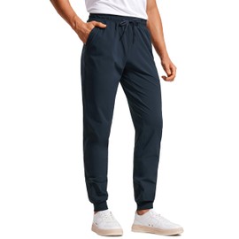 CRZ YOGA Athletic Joggers for Men 29" Lightweight Water Resistant Outdoor Workout Pants with Zip Pockets True Navy X-Large